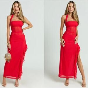 Showpo Red halter top almarie midi dress